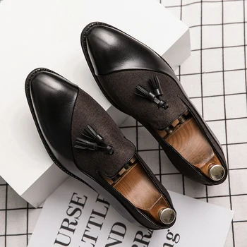 Móda Business Šaty, pánske Topánky Klasické Kožené Muži Obleky, Topánky Slip-On Oxfords Topánky Strany strapec návrhár obuvi