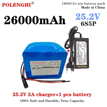 POLENGHI 24V/25.2 V lítiové batérie 6s5p 18650 batérie 26000mAh 350W lítium-iónová elektrický bicykel s vstavaným-in BMS+nabíjačka