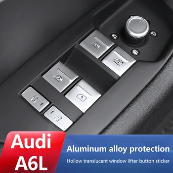 Auto door lock dekoratívne nálepky okno regulátor tlačidlo ochrany nálepka Pre Audi A6L A8 interiérové úpravy príslušenstvo