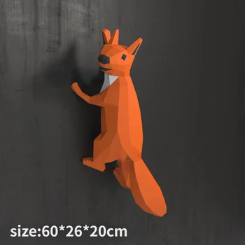 3D Papier Formy Zvierat Non-Hotové Veverička Model Skladanie Papiera Práce DIY Plavidlá Stene Visí Domova Plavidlá Figúrky Miniatúr
