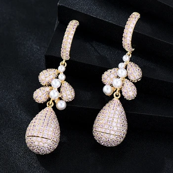 Kellybola Luxusné Nádherné Originálne DIY Náušnice Pre Ženy CZ Svadobné Svadobné Šperky Darček Nigérijský Katar Ženy Náušnice Darček