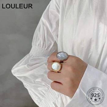 LouLeur Reálne 925 Sterling Silver Shell Krúžok Japonsko Kórea Štýl Elegantný Minimalistický Kolo Prstene pre Ženy Móda Jemné Šperky Darček