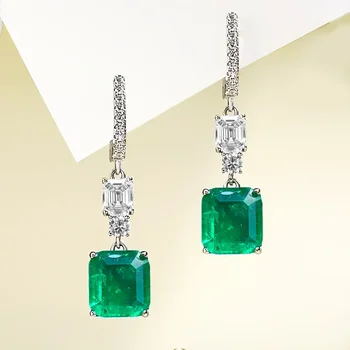 Moderný a Všestranný Nika Dizajn 925 Sterling Silver Smaragdové Náušnice Set s Vysoko Uhlíkovej Diamantové Šperky, Zásnubné