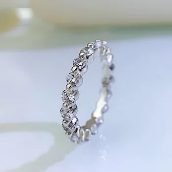 Jar Qiaoer 100% 925 Sterling Silver Kolo Simulovaný Moissanite Diamond Svadobné Kapely Zásnubný Prsteň Jemné Šperky Dary