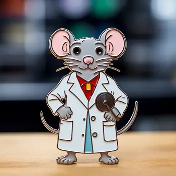 Harong New Scientist Myši Smalt Brošňa Punk Trendy Zaujímavé Zviera Klopě Pin Odznak pre Priateľa Šperky Darček