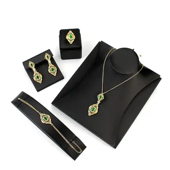 Sunspicems Elegantné Alžírskej Marocký Nevesta Svadobné Šperky Set Pre Ženy, Zlatá Farba Náušnice Náramok, Náhrdelník Krúžok 4pcs Arabských Bijoux