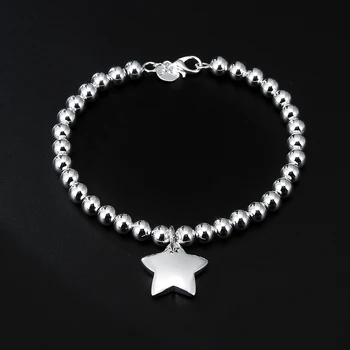 horúce strieborné Pozlátené farby 4 MM Perličiek Chain Star Náramky pre ženy módne Svadobné party Vianočné darčeky, Šperky