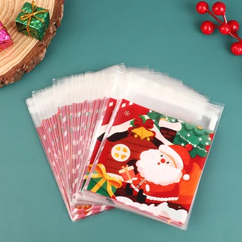100ks Vianočný Darček Taška Samolepiace Cookies Candy Balenie Vrece Nový Rok Party Darček Snack Pečenie Plastového Vrecka