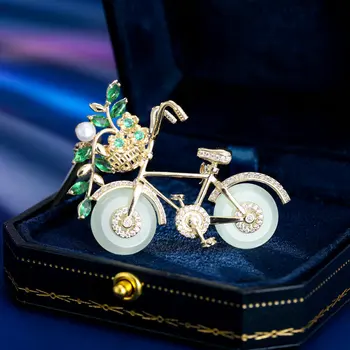 Francúzsky Romantický Sladká Láska Bicykli Brošne Kolíky Kreatívny Dizajn Vyhlásenie Svadobné Party Corsage Luxusné Značky Šperky