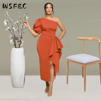 WSFEC S-XL Elegantné Večerné Šaty 2023 Africkej Ženy Oblečenie Letné Irregulae Volánikmi Split Bodycon Sexy Party Šaty Oblečenie