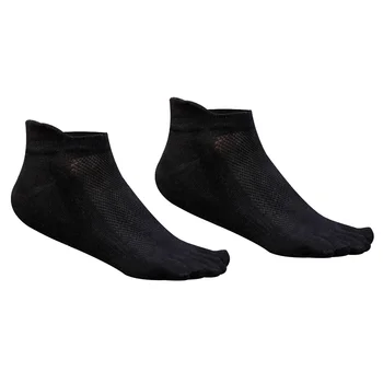 Muži Bavlna Nízky Rez Atletická Bežecká Prst Ponožky 5 Prst Č Zobraziť Oka Odvod (Black)