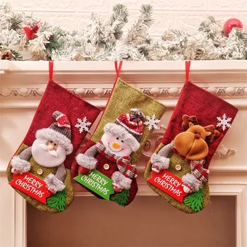 Vianočné Ponožky Tvorivé Cartoon Troch-dimenzionální Bábika Candy Bag Veľká Darčeková Taška Vianočný Strom Ornament Prívesok