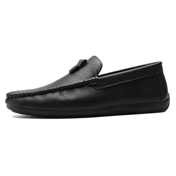 Pánske Letné Bežné Čierne Platformy Kožené Topánky, Elegantné Módne Chôdza Britský Štýl Podnikania Kolo Prst Vonkajšie Nízke Mokasíny