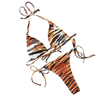 2022 Žien Tigrie Pruhy Bikini Set Dvoch-Ks Obväz Push-Up Čalúnená Plavky, Plavky, plavky plážové oblečenie S-L