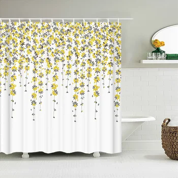 Malé Svieže Kvetinové, listy, Kvety, Sprchový Záves Kúpeľňa Nepremokavé Polyesterové Multi-veľkosť 3D Tlač Závesy pre Kúpeľňa so sprchovým Kútom