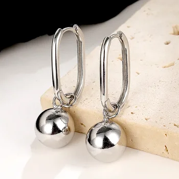 Minimalistický strieborná farba 925 silver needle Náušnice Ženy okolo Lopta Odnímateľné Ušné Obruče Visieť Drop Ucho Jemné Šperky Accessorie