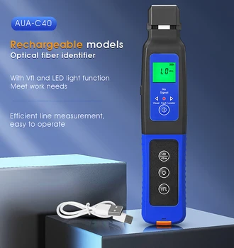 Nabíjateľná Optický Identifikátor Live Optických Identifikátor AUA-C40 s Postavený v 10mw a LED Vizuálne Poruchy Locator