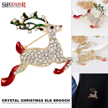 Krásne Crystal Elk Brošňa Kolíky Mužov Odznak Smalt Vianočné Jeleň Drahokamu Brošňa pre Ženy, Doplnky, Ozdoby Príjemný Darček