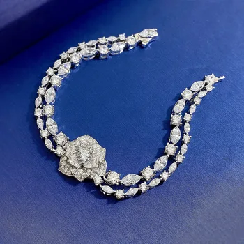 Cenné Moissanite Diamantový Náramok Náramok 100% Reálne 925 Sterling Silver Náramky pre Ženy Sľub Strany Šperky