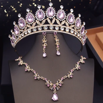 Módne Svadobné Šperky Sady pre Ženy Tiaras Náhrdelníky Náušnice S Korunu Svadba Nevesta Šperky Set Kostým Príslušenstvo
