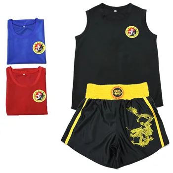 USHINE HX8 Kick Boxing nádrž uniformy šortky MMA Muay Thai box trakmi, Sanda Kungfu Wushu box vyhovuje deti Wushu oblečenie