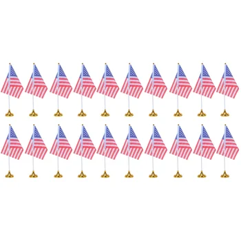 96 Ks Tvorivé Americký Ploche Vlajka USA Národnou Vlajkou Krajiny, Stolné Vlajky, písací Stôl Dekorácie pre Domáce Kancelárie (24 Zlato Kolo