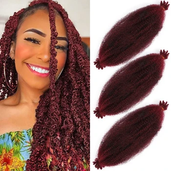 18-palcové Pružné Afro Twist Pletenie Vlasy Načechraný Marley Vlasy Háčkovanie Pletivá Pred Fluffed Jar Twist Vlasy Pre Núdzi Locs