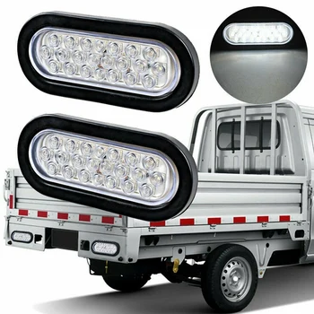 2 ks 6 Palcový Oválne Biele 22 LED Truck Zadnej strane Chvosta Svetlá Pre ťahač s Návesom Výstražné Svetlo Transparentné Denných prevádzkových Lampa