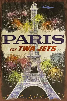 Paríž Cestovné Inzerát Vintage Vzhľad, Retro Kovové Prihlásiť Doska, TWA, Eiffelova Veža Retro Steny Domov Bar, Pub Vintage Kaviareň Dekor, opasok 8x12 Inc