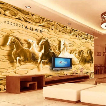 beibehang Vlastnú tapetu 3d photo nástenná maľba obývacia izba, spálňa osem koní plastický nástenná maľba pozadia na stenu papier abstraktných de parede