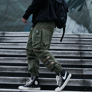 Jeden Road Cargo Nohavice Pánske Módne 2023 Bočné Vrecká Hip Hop Techwear Joggers Muž Japonský Streetwear Nohavice