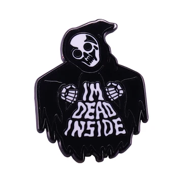 Smrtka pin som mŕtvy vnútri zábavné duševné zdravie povedomia odznak Gotický úzkosť grunge nápad