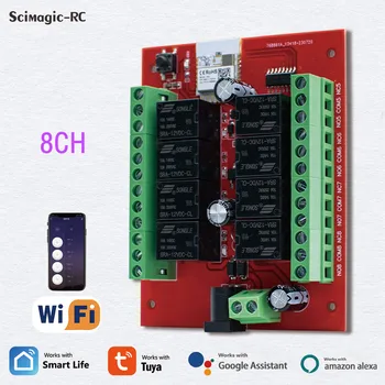 Tuya Smart WiFi Prepínač Univerzálne Relé Modul 8CH DC 12V 24V Bezdrôtový APP Remote Control Self-Locking Relé pre Smart Home