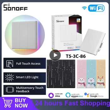 SONOFF TX Ultimate Smart Touch vypínač Full Touch Access Edge LED Svetlo eWeLink Diaľkové Ovládanie cez Alexa Google Smartthings