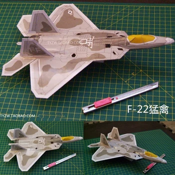 F22 Raptor Stealth Fighter Vojenské Lietadlá Stereo Papier Model Hračka Kompaktný