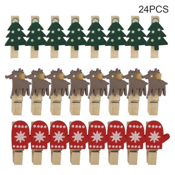24pcs Vianočné Dekorácie Rukavice Strana navrhne DIY Plavidlá Narodeniny Mini Šaty Drevené Klip Školy Visí Zelený Strom Jeleň