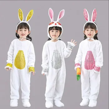 Halloween Zvierat Zobraziť Oblečenie White Rabbit Cosplay Kostým Chlapci Dievčatá Sivý Vlk Šaty Detský Veľkonočný Zajačik Tanečné Oblečenie