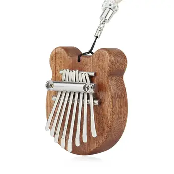 Mini 8 Tlačidlo Kalimba Palec Klavír Mahagón Prenosné Bear-tvar Dreva Kalimba S ozdobná šnúrka na uniforme Mbira Sanza Klávesové Hudobné nástroje