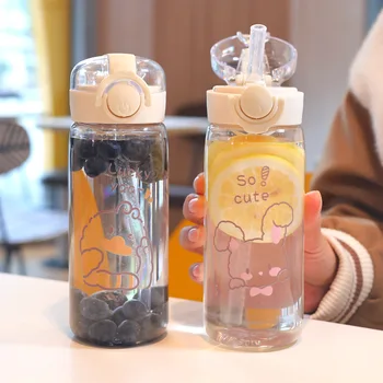 Kreatívne Cartoon Medveď Fľaša na Vodu Lete Prenosné Fľaše Vody Roztomilý Pitnej Vody Fľašu BPA Free Opakovane Plastový Pohár Vody