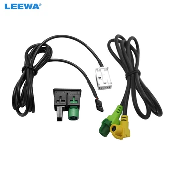 LEEWA USB, 3.5 mm AUX Prepínač Bývanie Pätice Adaptéra Zapojte Kábel Pre Volkswagen OEM Rádio Stereo RCD510/310+/300+ #CA4654