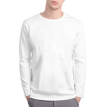 A2475 Bavlna pánske s Dlhým Rukávom (T-Shirts) Čistá Farba Mužov T shirt O-Krku Muž T-Shirt Top Tees Oblečenie Pre Mužov