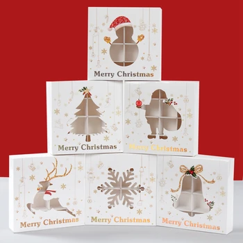 1PC Vianočné vydlabaných Candy Box s Oknom Cookie Biscuit Obaly Boxy Vianočné Darčekové Balenie Nový Rok Party Liečbu Box