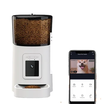 Veľkoobchod App Remote Camera Control 6L Pet Food Feeder Smart Interaktívne Pet Dávkovač Mikročip Automatické Pet Feeder