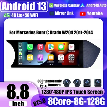 Pre Mercedes Benz C Trieda W204 2011-2014 Android 13 IPS Displej Carplay Auto GPS Navigácie 8.8 Palcový 4G Stereo Rádio, Bluetooth