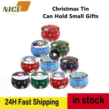 1-7PCS 2.2 Oz Mini Vianočný Darček Tin Tvorivé Roztomilý Kolo Cukrovinky, Sušienky Malých Cínových Vianočné Packable Darček Tin Dovolenku Sviečka Box